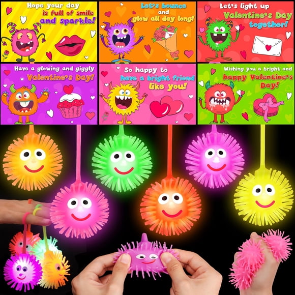 Juguetes LED con forma de bola hinchable para regalos del día de San Valentín, paquete de 24 para ni