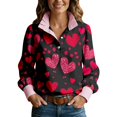 thumbnail image 2 of Valentines Day Blouses for Women Dressy Valentine Heart Lapel Collared Long Sleeve Button Up Blouse, 2 of 5