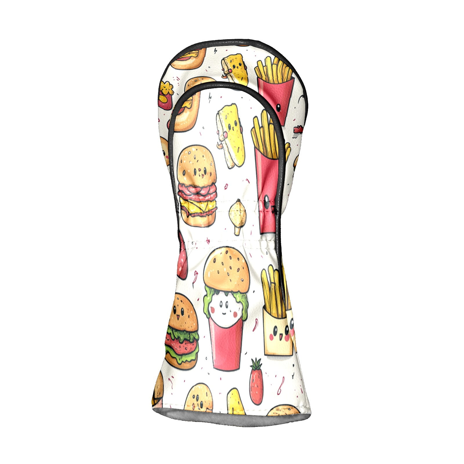 Golf Club Head Covers - Funny Food Beige Design, Premium PU Leather Driver Hybrid Headcovers with Velvet Lining, Waterproof Golf Gifts for Men Women