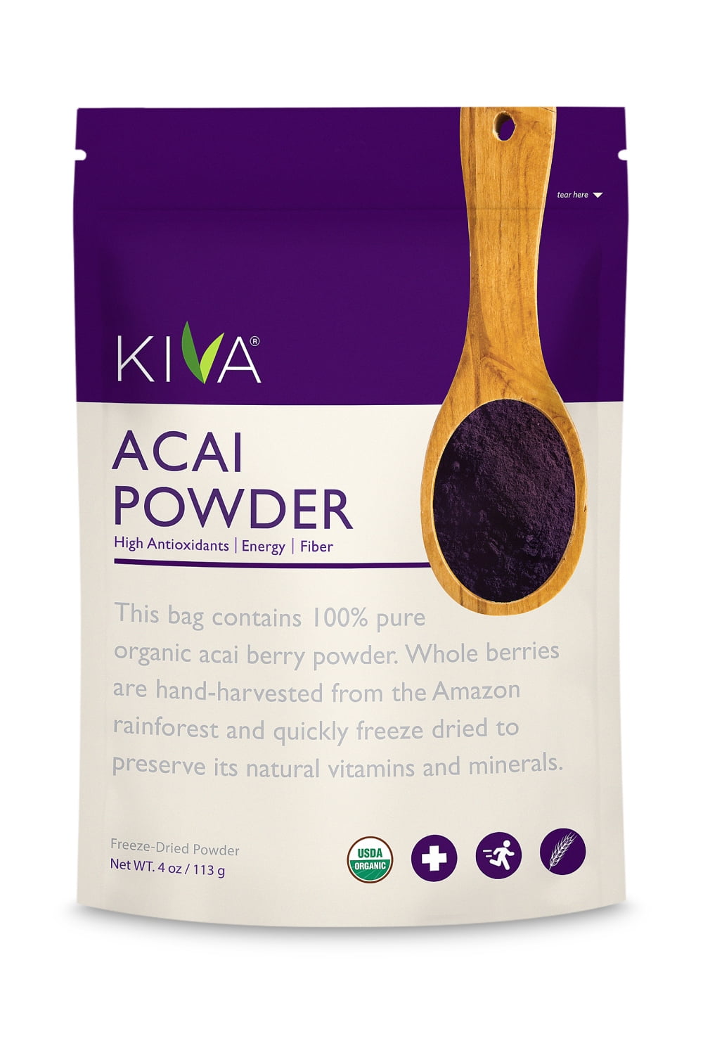 Kiva Organic Acai Berry Powder - Non-GMO, RAW, Vegan (4.0-Ounce) 