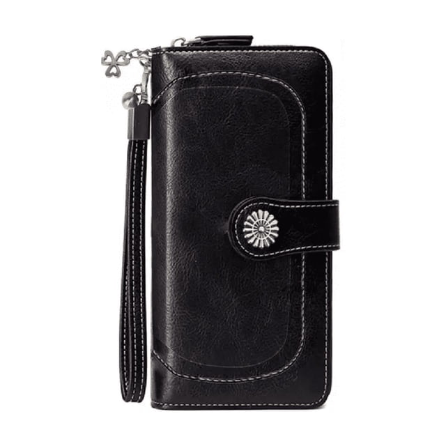 Cartera Para Mujer Gran Capacidad, billetera Con Bloqueo Rfid negra