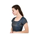 thumbnail image 3 of Sonakshi Fashion Blue Women's Jacquard Readymade Partywear Indian Ethnic Saree Blouse Choli Top Short Sleeve, 3 of 5