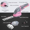 thumbnail image 5 of WORKPRO 2-in-1 Cordless Grass Shear & Hedge Trimmer, Rechargeable Electric Shrub Cutter, Lithium Battery, Type-C Charging, Handheld, Pink, 5 of 8
