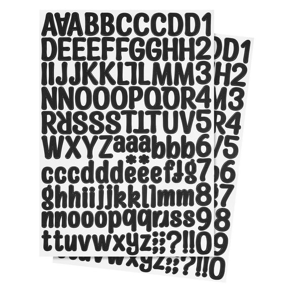 Letter Stickers 1 Inch, 12 Sheets Self Adhesive Alphabet Sticker Letter Decals for Mailbox Window Door Cap Decorations, Black