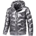 thumbnail image 1 of JUNWELL Men Clearance  Winter Jackets for Men Clearance Shiny Hooded Reflective Down Jacket Cotton Jacket, 1 of 5