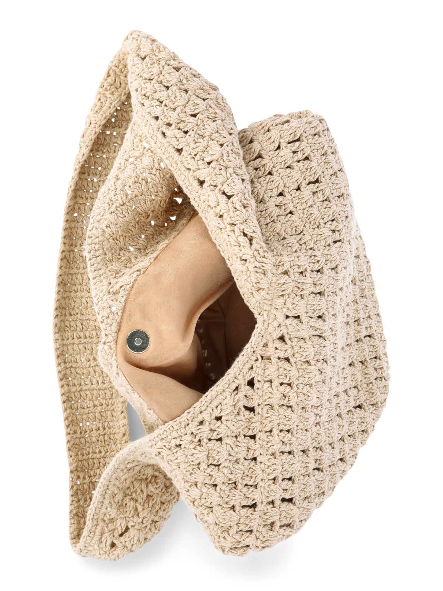 No Boundaries Festival Crochet Hobo Bag, Natural Beaded Fruit, Women's