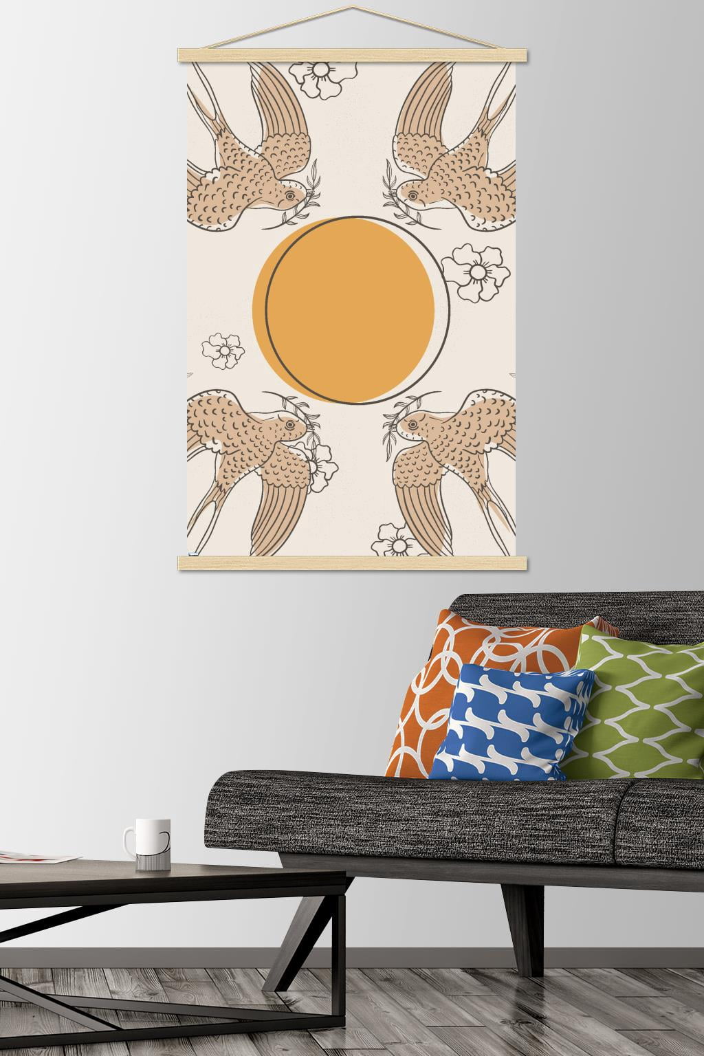 Birds Fly To The Sun Wall Poster with Magnetic Frame, 22.375" x 34"