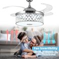 thumbnail image 4 of Retractable Crystal Ceiling Fan with Light and Remote/APP Control, Bluetooth Ceiling Fan with Speaker, RGB-LED Light 6 Speeds Reversible Blades,Flush Mount Chandelier Ceiling Fan, 4 of 6