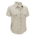 thumbnail image 5 of DayScoop Mens Casual Shirts Solid Color Shirt Short Sleeved Double Pocket Turndown Collar Button Top Tees, 5 of 6