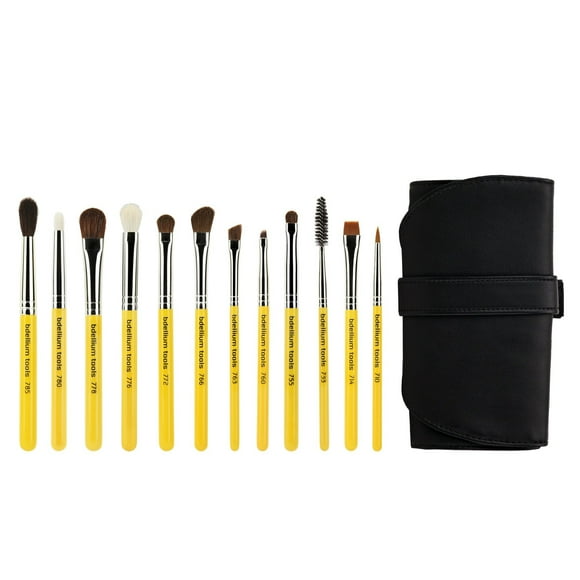Bdellium Tools Serie de viaje de brochas de maquillaje profesional - Ojos 12 piezas. Juego de brochas con bolsa enrollable