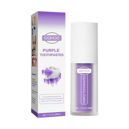 Dengmore Purple Toothpaste Teeth Brightening Colour Corrector Tooth Stain Removal Reduces Coloration Teeth Brightening Tooth Paste 30ml