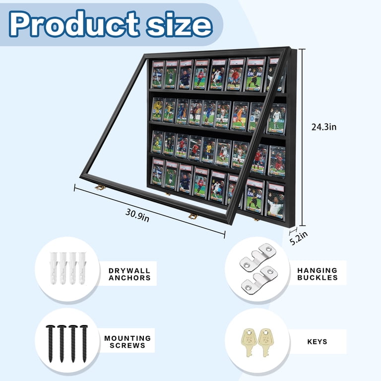 wall mount baseball card display case 50 Ungraded allowing for a captivating display angle 16 Graded/Slabbed Sports Card Display