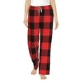 thumbnail image 2 of Goofa Buffalo Plaid Red Black Printed Soft Pajama Pants for Women, Wide Leg Comfy Casual Lounge Yoga Pants-X-Large, 2 of 9