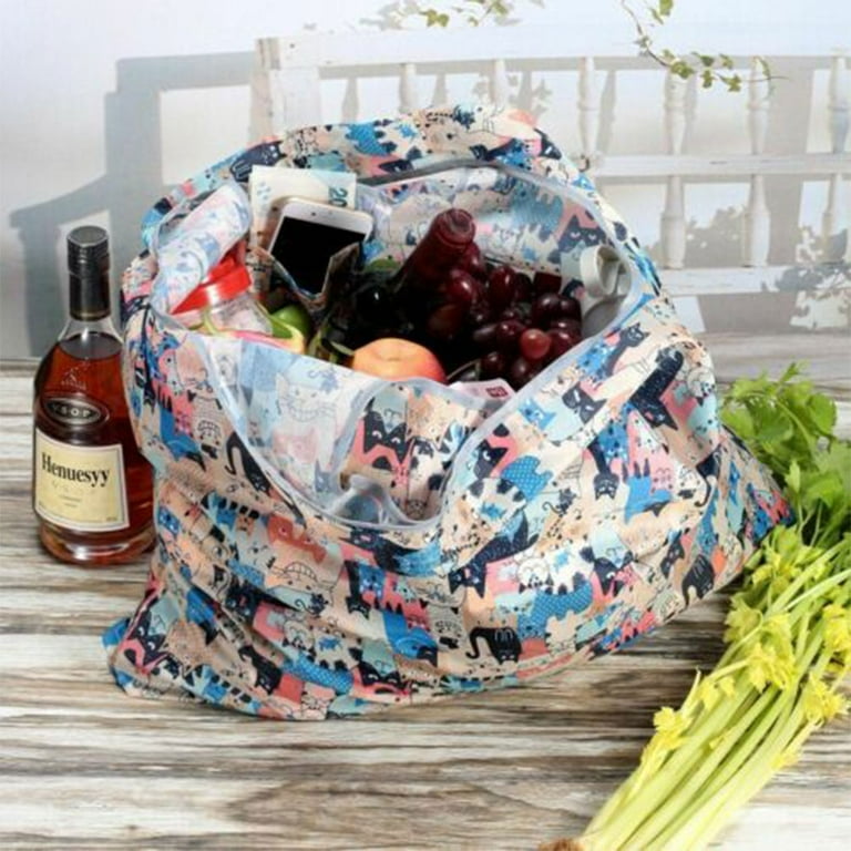 Reusable Shopping Bags Stylish Folding Tote Design Pouch Washable and Lightweight Grocery Bags Reusable Folding Large Capacity Shopping Handbag