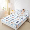 thumbnail image 3 of jejeloiu Blue Cow Print Cowboy Boot Queen Sheet Sets Kids,Dreamy Princess Bow Bed Set For Girls,4 Pieces, 3 of 6