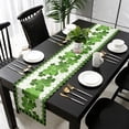 thumbnail image 5 of St Patrick''s Day Table Runner for Kitchen Dining Farmhouse Shamrock Dresser Scarves for Spring Decor Greening Buffalo Plaid Table Setting Decor Irish Shamrock Clover Green - 13.8 x 71 inches Long, 5 of 6