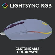 Logitech G203 Wired Gaming Mouse, 8,000 DPI, Rainbow Optical Effect LIGHTSYNC RGB, 6 Programmable Buttons, Lilac