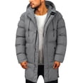 thumbnail image 2 of Gibobby Chamarra de hombre Chamarra de Invierno con Capucha para Hombre, chamarra cortavientos ligero para hombre(Gris,XG), 2 of 4