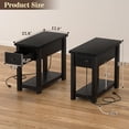 thumbnail image 4 of Homieasy Farmhouse Narrow End Table with Built-in Charging Station – USB Ports & AC Outlets, Drawer & Open Shelf, Slim Side Table for Bedroom, Living Room, Small Spaces,Black, 4 of 9