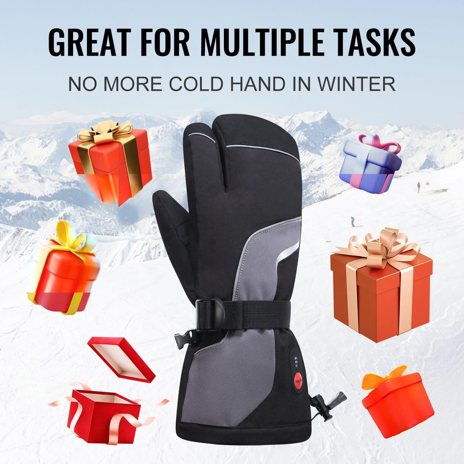 Heated Ski Mittens 3-Finger Gloves Electric Rechargeable Battery Mitts for Men Women Kids Winter Snowboard Motorcycle Skating Camping Hunting