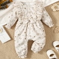 thumbnail image 3 of Mikrdoo Newborn Baby Girls Romper 9 Months Girls Floral Print Jumpsuit 12 Months Girls Bow One Piece Bodysuits Apricot, 3 of 7
