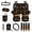 Black and Multi - Ladybug Flower, variant on Sunflower Leopard Print Car Seat Covers Full Set with Accessories, Including Front and Rear Split Bench Seat Covers Steering Wheel Cover Safety Belt Pads Garbage Bag Cup Cushions
