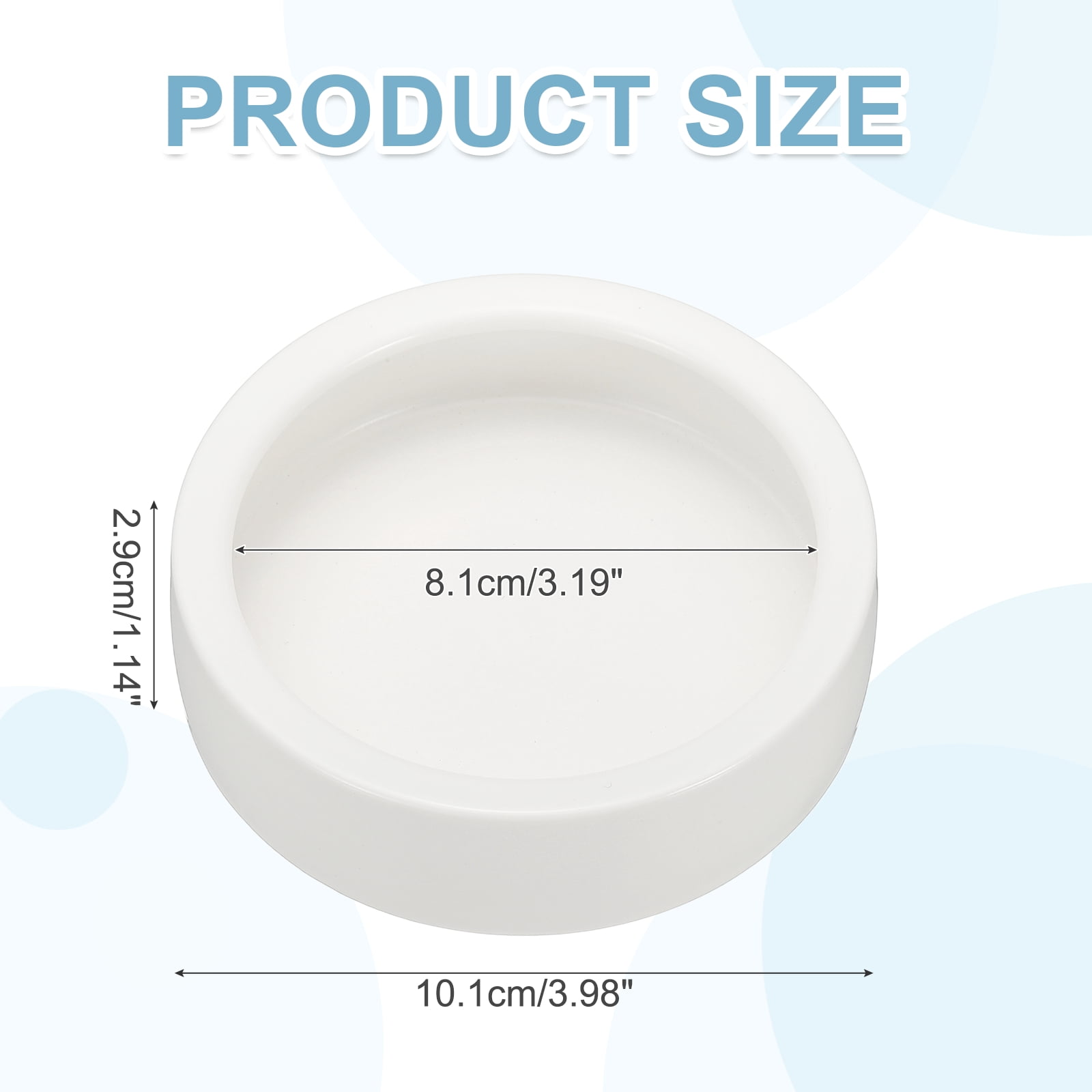 Reptile Food Bowl, Worm Water Dish Ceramic Pet Bowl Food Dish (4 In, White, 2 Pack), for Gecko Scaled Pet