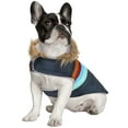 thumbnail image 2 of HDE Dog Puffer Jacket Fleece Lined Winter Coat with Harness Hole Navy Retro Stripe S, 2 of 7