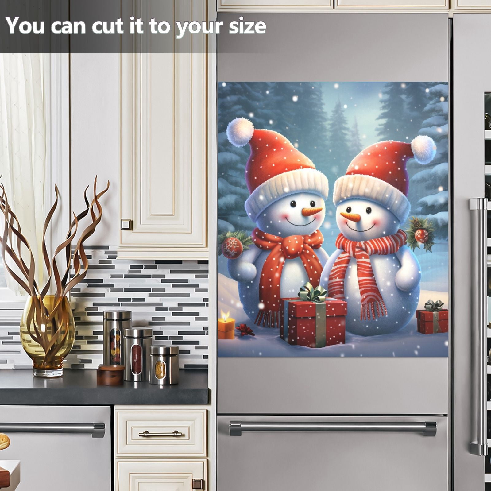 Christmas Snowmans in Winter Dishwasher Magnet Cover Magnetic Dishwasher Refrigerator Sticker Door Home Decorative Art Kitchen Panel Decal 23x26 Inch