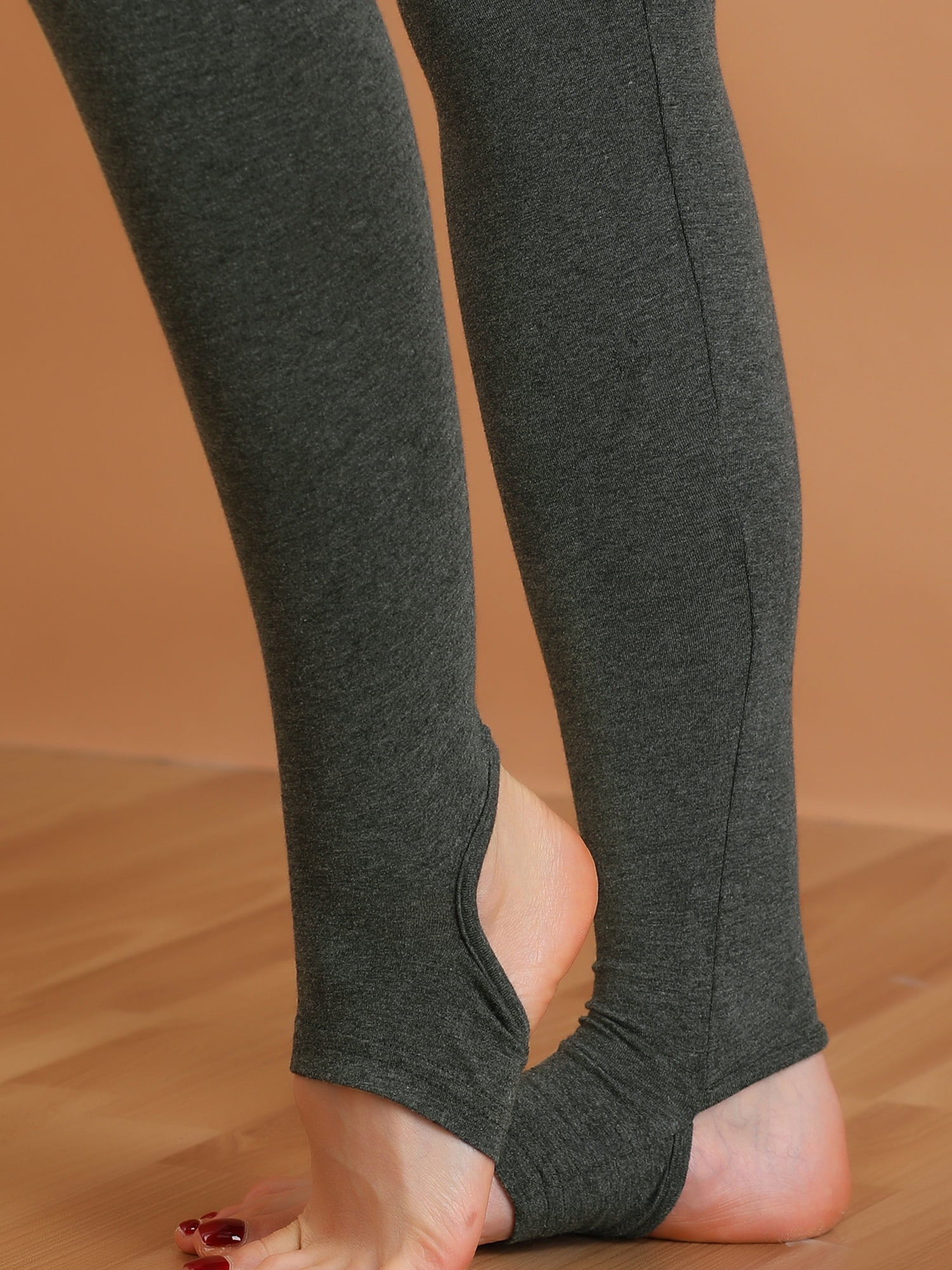 DARING DIVA Leggings Solid Color Elastic Waistband Stirrup Pants 3XL Dark Grey