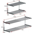 thumbnail image 1 of Toallero de pared con ganchos, resistente, extragrande, doble barra para toallas, diseño moderno de acero inoxidable 304, acabado cromado para baño, cocina, lavadero (16,9"-30,7"), 1 of 5