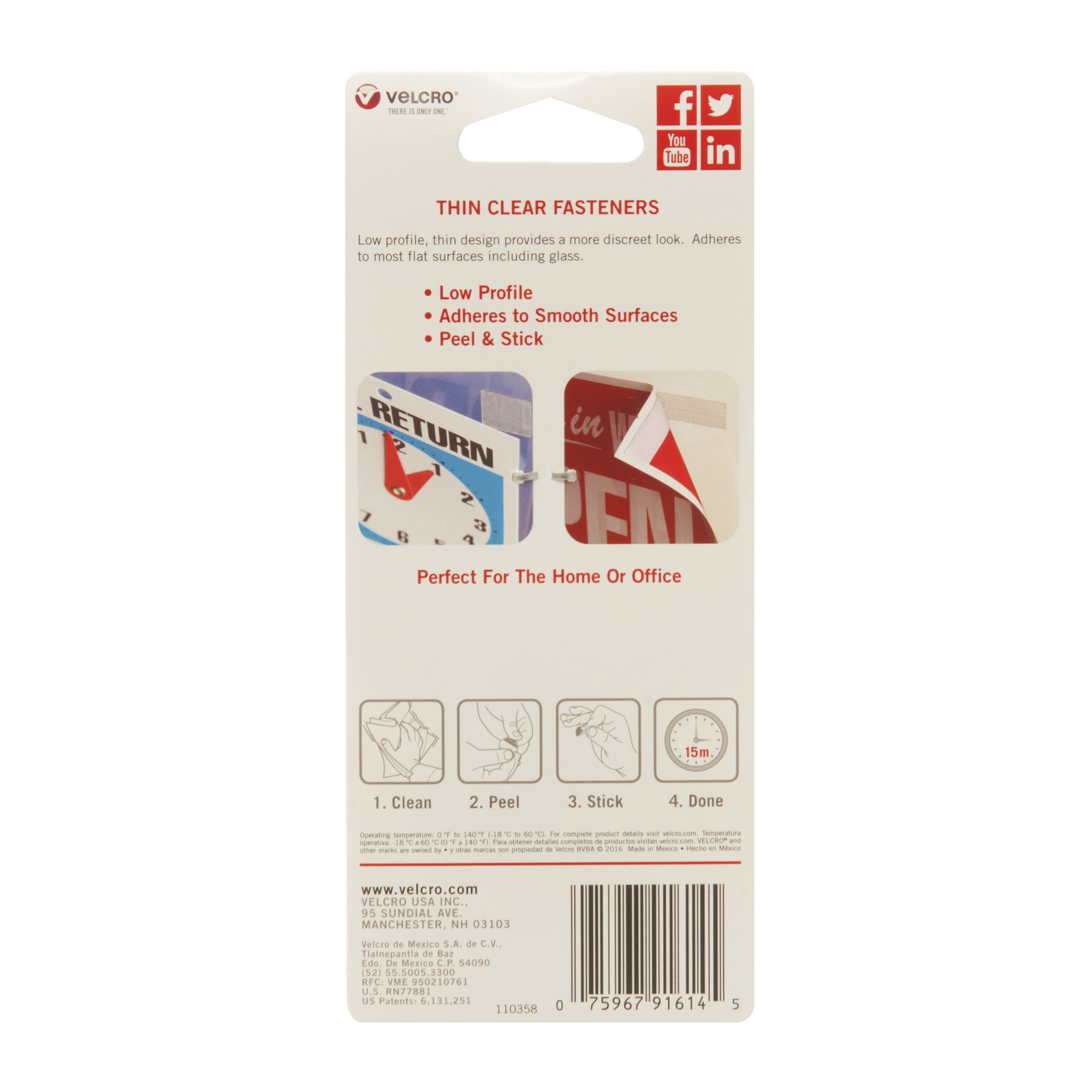 VELCRO Brand Thin Clear Fasteners, 12 Packs: 56 ct. (672 total)