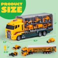 thumbnail image 7 of Joyfy 19 in 1 Die-cast Construction Toy Truck with Little Figures, Mini Construction Vehicles in Big Carrier Truck, Patrol Rescue Helicopter for Boys Aged 3+, 7 of 7
