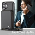 thumbnail image 2 of Elehold PU Leather Zipper Pocket Wallet Case for iPhone 16 Plus RFID Blocking Card Holders Large Capacity Anti-Scratch Detachable Handstrap Shockproof Case, Black, 2 of 8