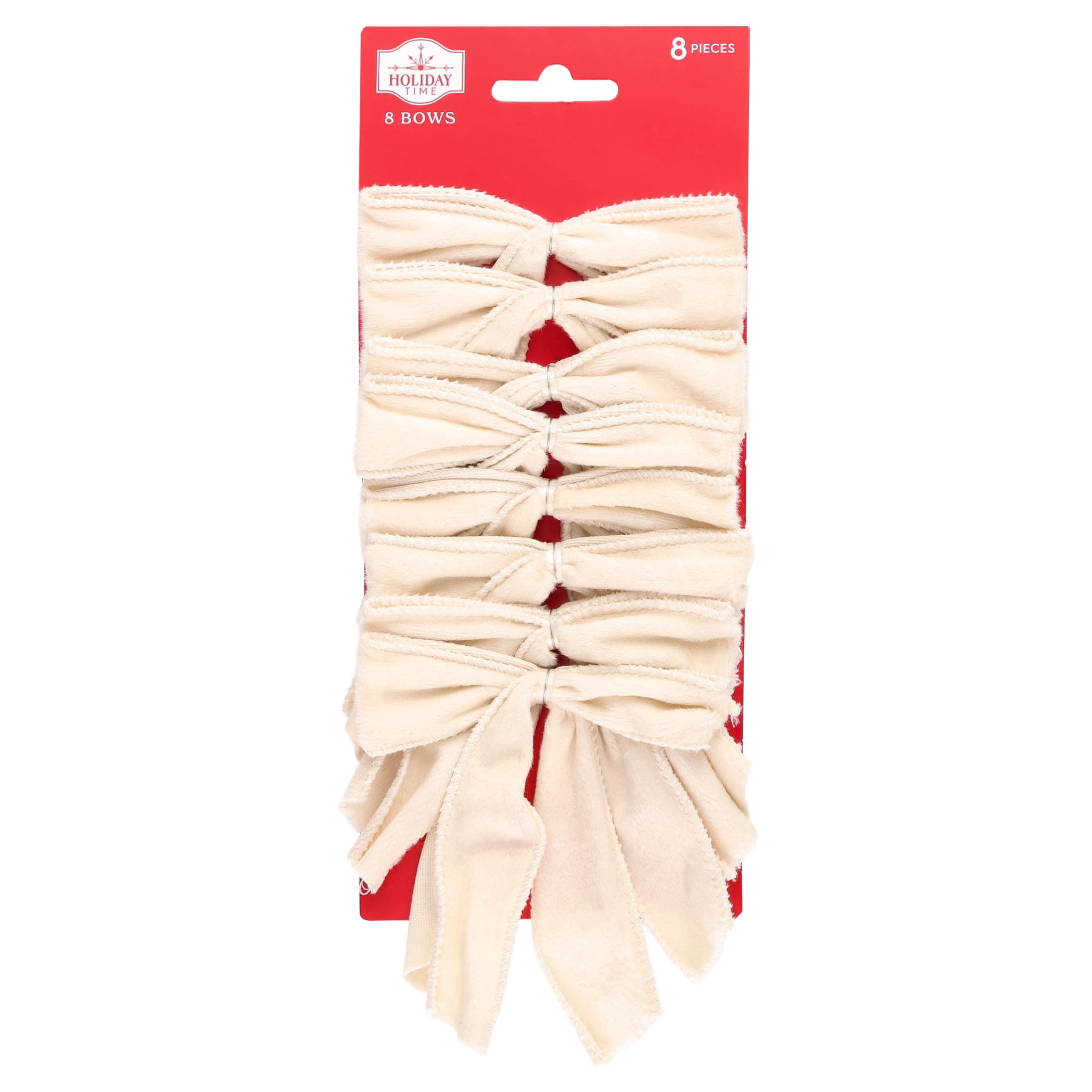 Cream Mini Decorative Christmas Bows, 4", 8 Count, by Holiday Time