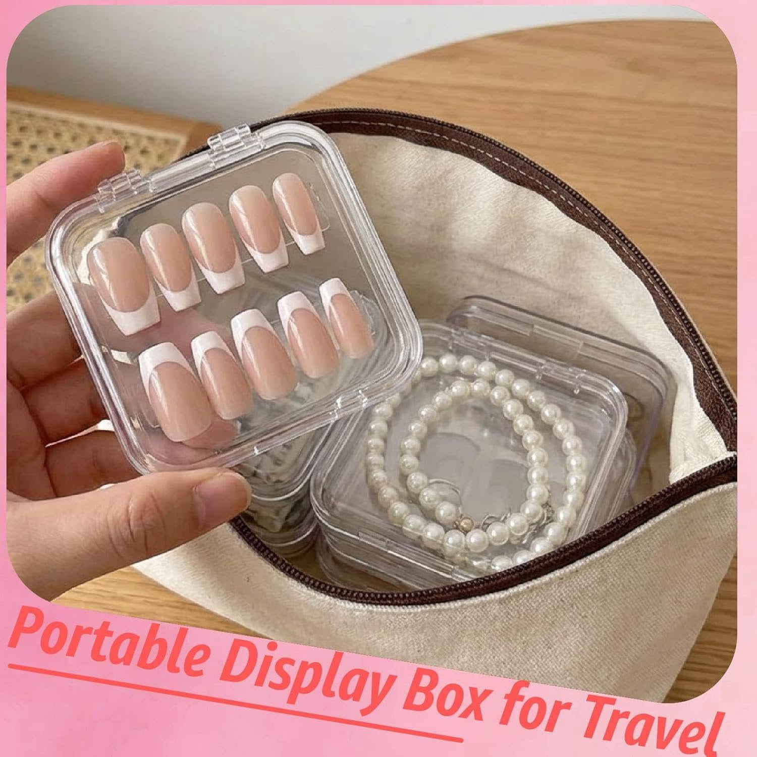 Clear Press   Storage Containers 12-Pack Stackable Cases, Press Ons  Packaging Organizer Case,  Tips and  Nails Display Box for Travel and Salon Use (Clear 02)