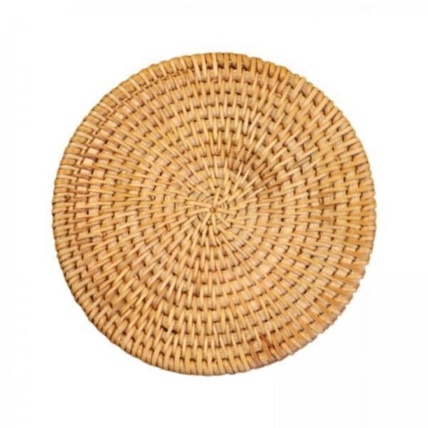 Posavasos para bebidas,Posavasos de ratán natural hecho a mano para bebidas,Portavasos de ratán tejido con mantel individual redondo,Esterilla para tetera resistente al calor,soporte para