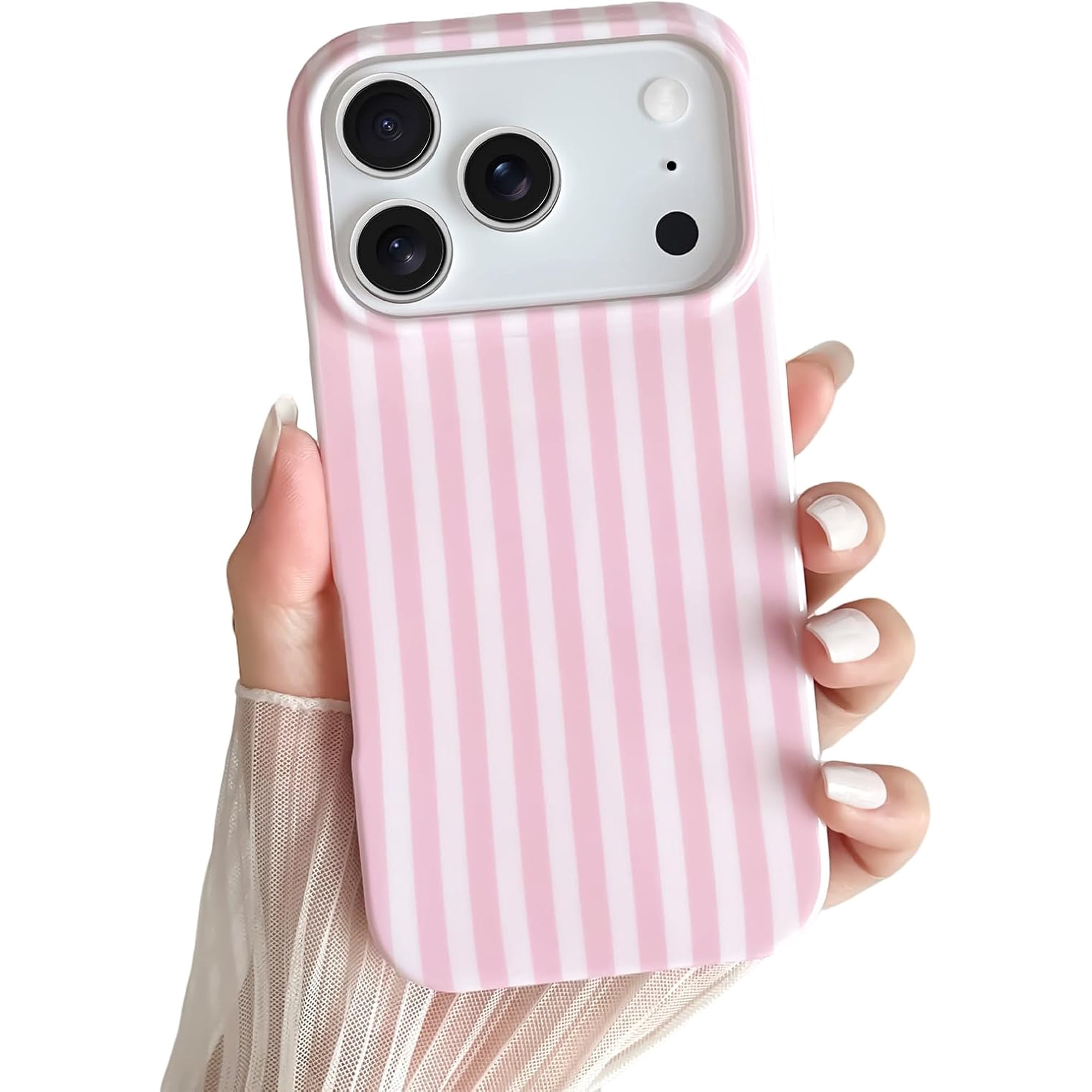 BENTOBEN iPhone 17 Pro Max Case / iPhone 18 Pro Max Case 6.9", Stylish Pink White Vertical Striped Soft TPU Lightweight Shock Resistant Phone Case, Slim Protective Cover For Teen Girls Women, Pink