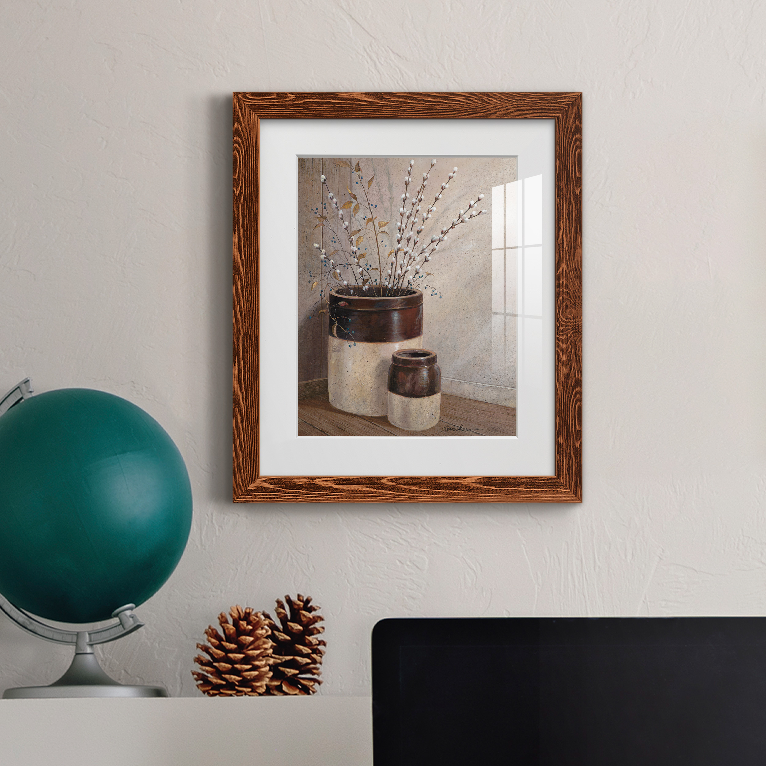 Pussywillows & Spring - Premium Framed Print - Ready to Hang - 17 x 20 - Maple Frame