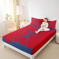 thumbnail image 4 of Homewish Cartoon Baseball Athlete Full Size Sheets for Kids, Cartoon Ball Gaming Bed Sheets, Red Blue Stripes Lines Sheet Sets, Lightweight Room Decor, 4pcs, 4 of 7