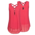 thumbnail image 2 of MSJUHEG Camisole Tops for Women Tank Top for Women Going Out Tops for Women Sleeveless Tops for Women Womens Tops Sleeveless Tank Top Back Hem Layed Zipper V Neck T Shirts Tops Chiffon 1PC Top Red S, 2 of 4