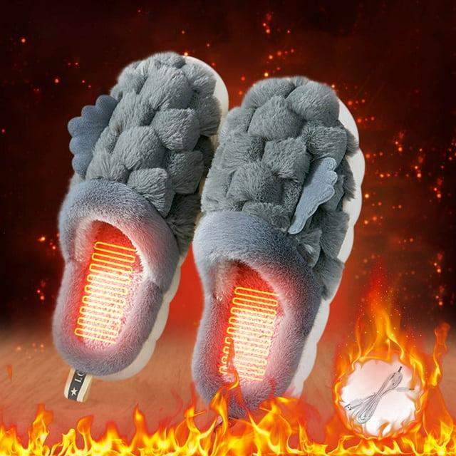 Amzcrzy Electrónica para hombres Organizador de electrónica Cámara digital Pantuflas térmicas USB, calentadores de pies, zapatos de oficina con calefacción para invierno, pantuflas cómodas y cálidas