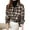 Coffee, variant on Women's Button Down Flannel Shirts Plaid Long Sleeve Business Shacket Jackets Casual Loose Lapel Blouses with Pockets (Black 2XL)