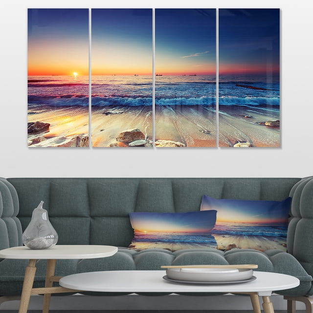 Beautiful Sunrise over Blue Sea - Impression sur Toile Seashore