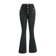 thumbnail image 3 of qolati Jeans for Women Trendy Button High Waisted Bell Bottom Jeans Butt Lifting Stretch Boot Cut Jeans Denim Pants with Pockets, 3 of 5