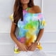 thumbnail image 2 of Mujeres Verano Cuello Redondo Manga Corta Estampado Sin Tirantes Camiseta Tops Blusas OAVQHLG3B Store  lin121212, 2 of 4