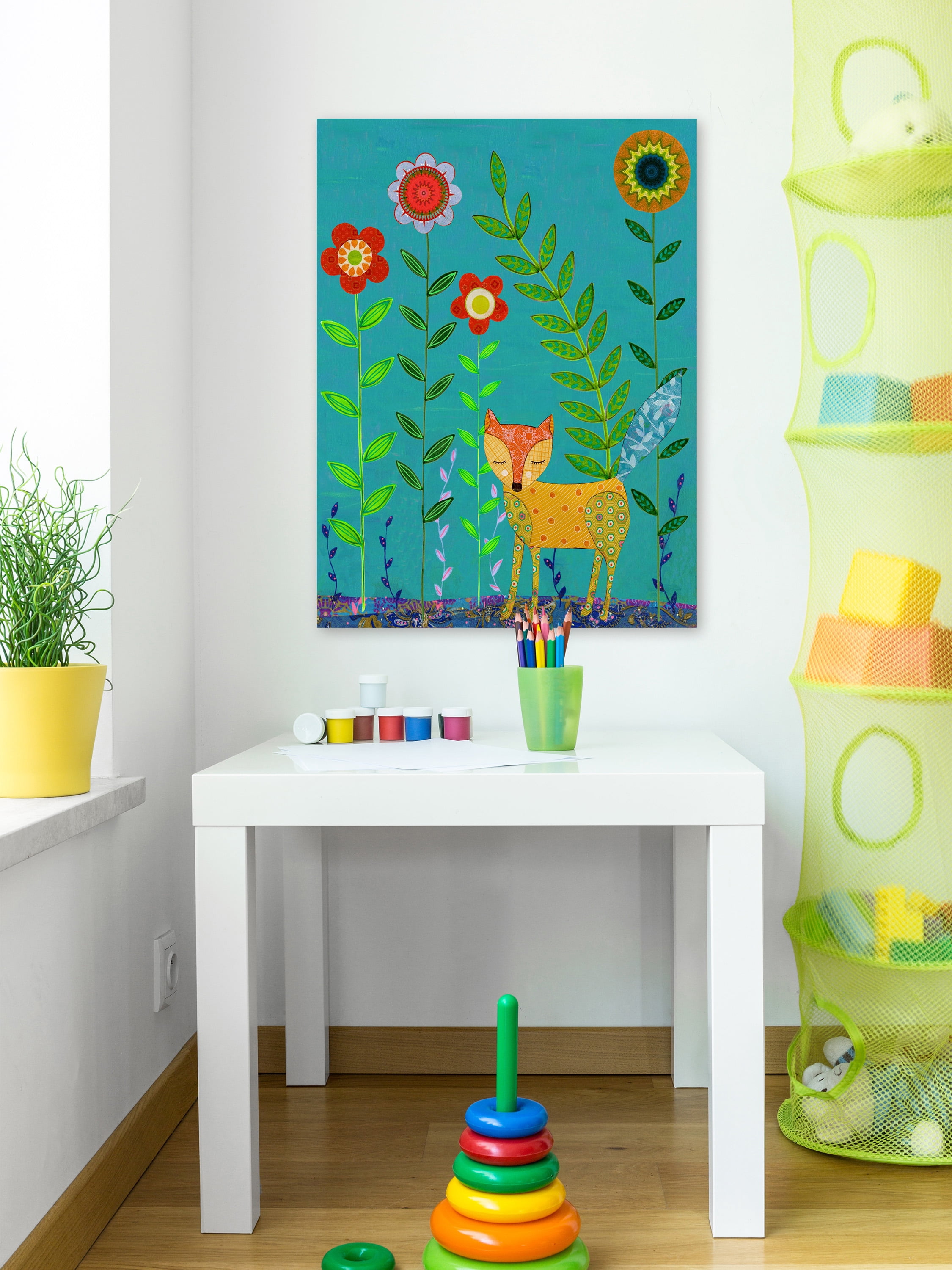 "Yellow Fox" Painting Print on Wrapped Canvas