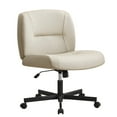 thumbnail image 2 of Furniliving Armless Office Chair, Comfy Criss Cross Legged Chair with Wheels, Adjustable Height & Tilt Home Office Desk Chair for Home Office, Bedroom, Gray, 2 of 9