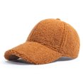 thumbnail image 3 of Penkiiy Winter Women Lamb Wool Baseball Caps for Womens Soft Solid Color Warm Adjustable Cap Hats for Men 6 Years Brown, 3 of 3