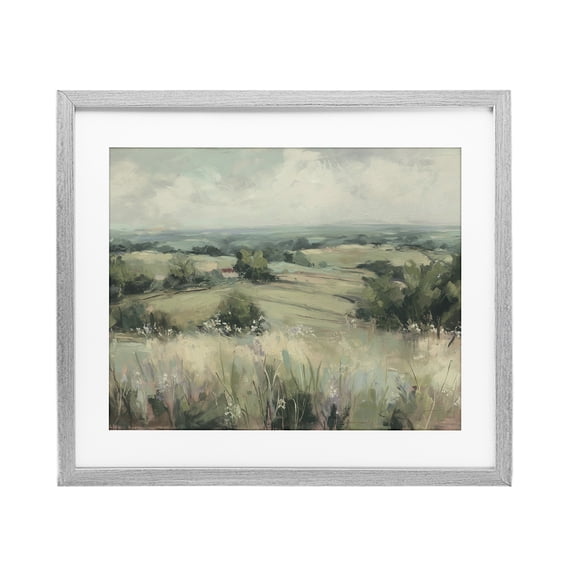 Stupell Industries Farmhouse Idyllic Green Pastures Gray Framed Print Under Glass, 16 x 13, by Svetlana Aleynikova